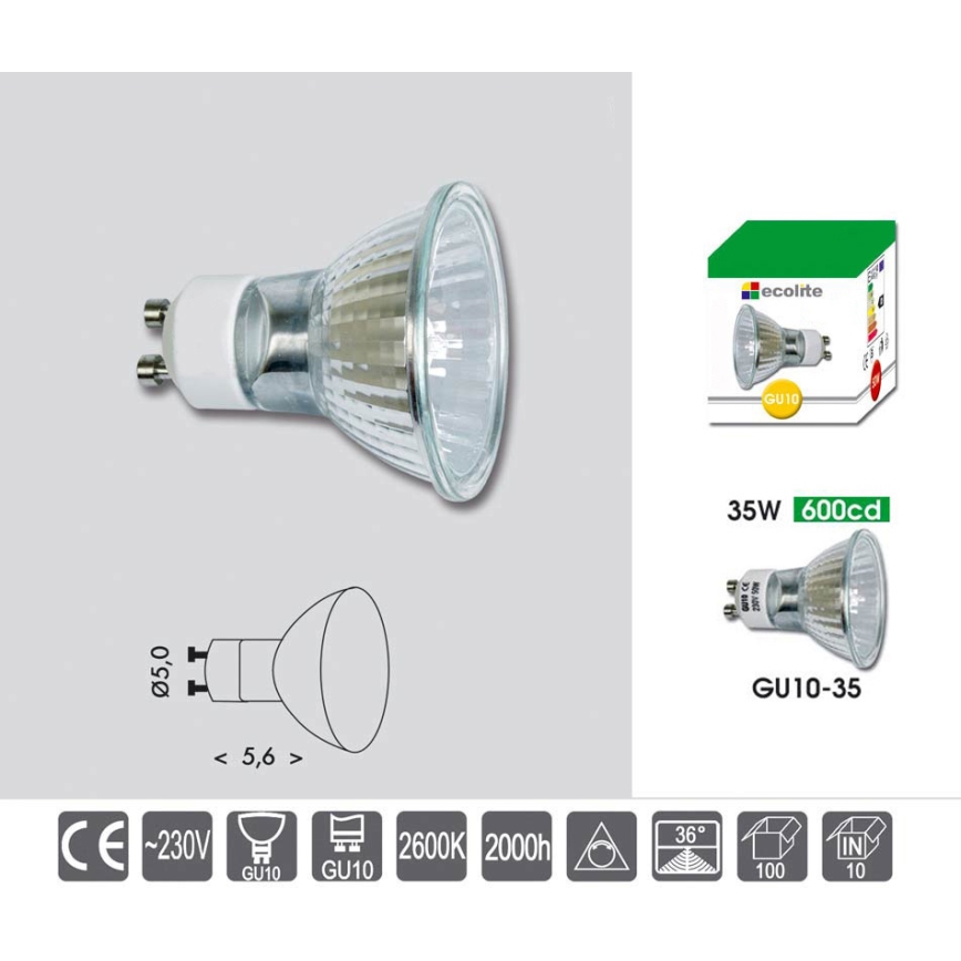 Ampoule Halogène Dichroïque EXN60º 35W GU10 230V