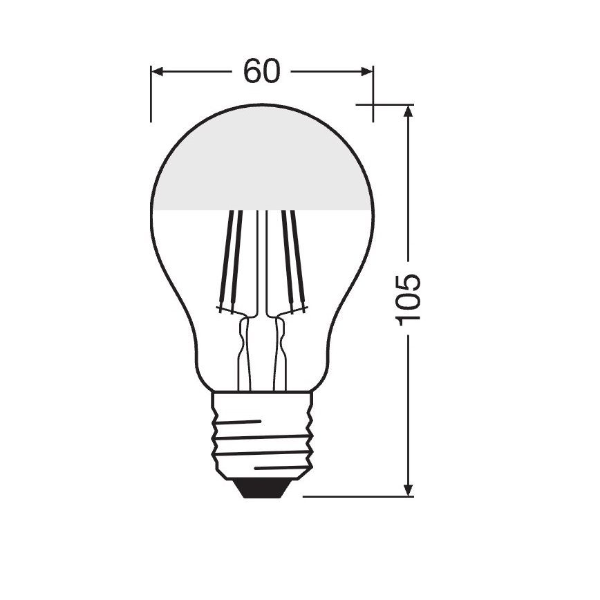 Ampoule LED à dôme miroir FILAMENT E27/6,5W/230V 2700K argentée- Osram