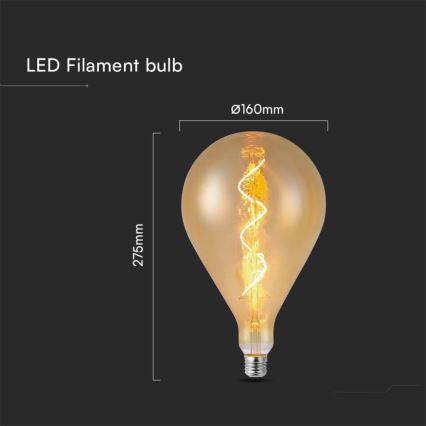 Ampoule LED à filament A160 E27/4W/230V 1800K