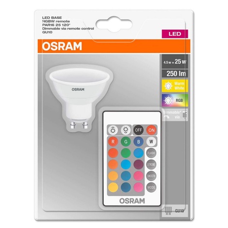 Ampoule LED à intensité modulable RGB GU10/4,5W/230V - Osram