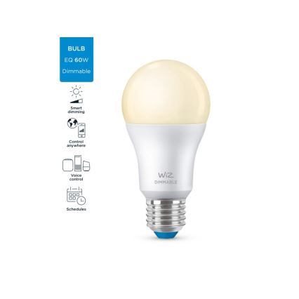 Ampoule LED à intensité variable A60 E27/8W/230V 2700K CRI 90 Wi-Fi - WiZ