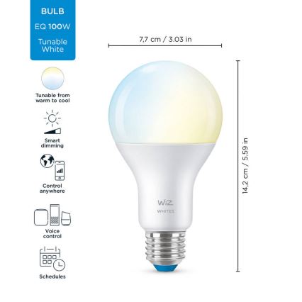 Ampoule LED à intensité variable A67 E27/13W/230V 2700-6500K CRI 90 Wi-Fi - WiZ