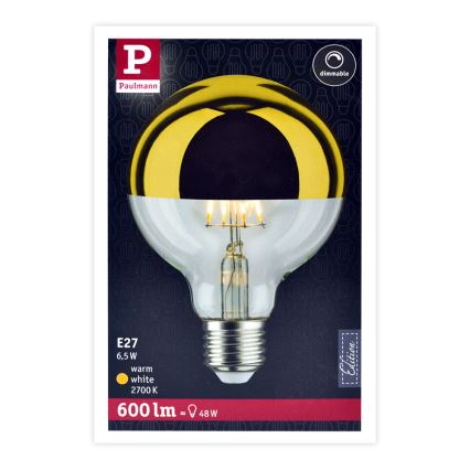 Ampoule LED à intensité variable avec tête miroir GLOBE G95 E27/6,5W/230V 2700K doré - Paulmann 28675