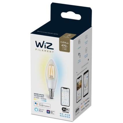 Ampoule LED à intensité variable FILAMENT C35 E14/4,9W/230V 2700-6500K CRI 90 Wi-Fi - WiZ