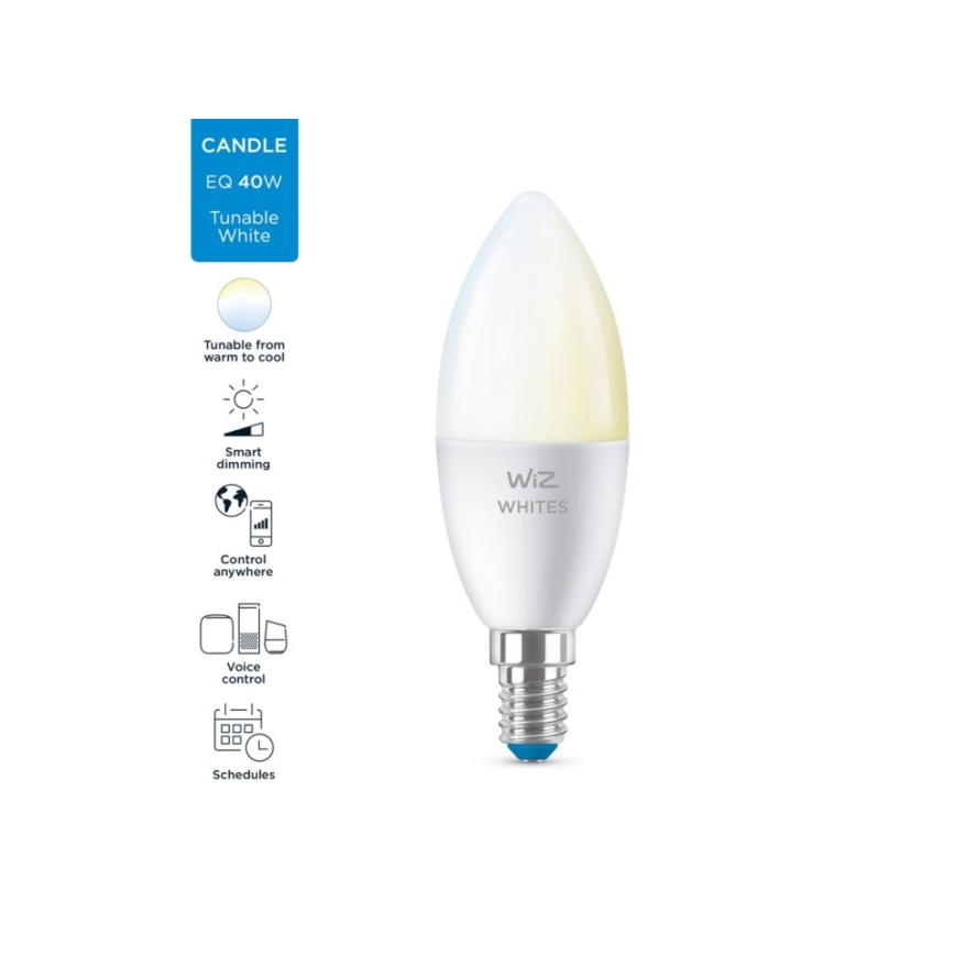 Ampoule LED à intensité variable C37 E14/4,9W/230V 2700-6500K CRI 90 Wi-Fi - WiZ