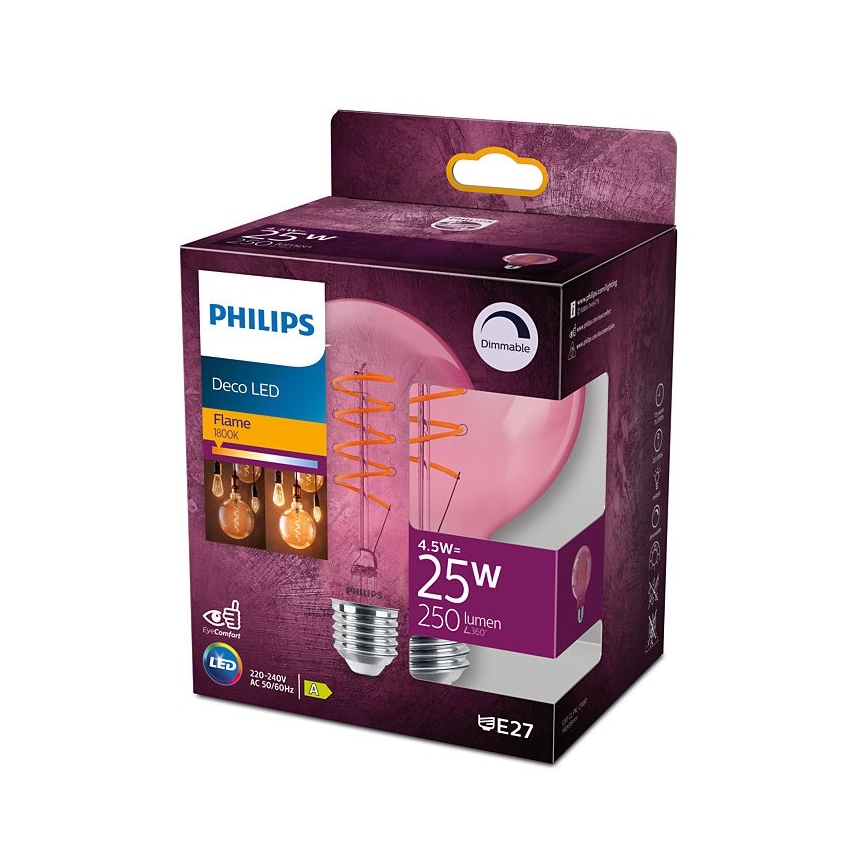 Ampoule LED à intensité variable DECO Philips G93 E27/4,5W/230V 1800K