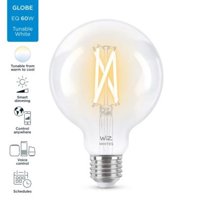 Ampoule LED à intensité variable FILAMENT G95 E27/6,7W/230V 2700-6500K CRI 90 Wi-Fi - WiZ