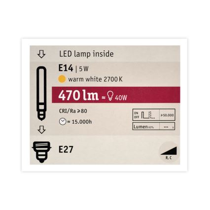 Ampoule LED à intensité variable MOSAIC G125 E27 / 5W / 230V 2700K - Paulmann 28747