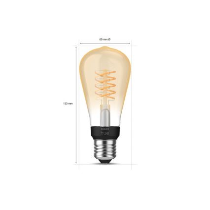 Ampoule LED à intensité variable Philips Hue WHITE FILAMENT ST64 E27/7W/230V 2100K