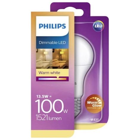 Ampoule LED à intensité variable Philips Warm Glow E27/13,5W/230V 2200-2700K