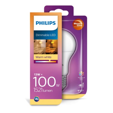 Ampoule LED à intensité variable Philips Warm Glow E27/13W/230V 2200K-2700K 