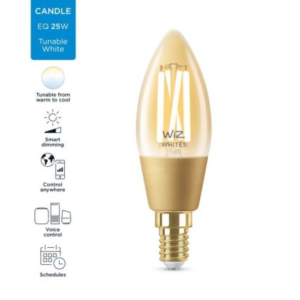 Ampoule LED à intensité variable VINTAGE FILAMENT C35 E14/4,9W/230V 2000-5000K CRI 90 Wi-Fi - WiZ