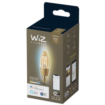 Ampoule LED à intensité variable VINTAGE FILAMENT C35 E14/4,9W/230V 2000-5000K CRI 90 Wi-Fi - WiZ