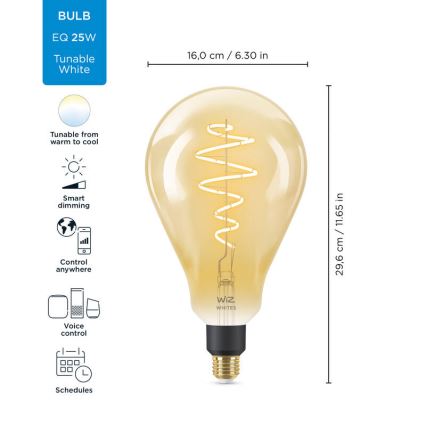 Ampoule LED à intensité variable VINTAGE FILAMENT PS160 E27/6,5W/230V 2000-5000K CRI 90 Wi-Fi -WiZ