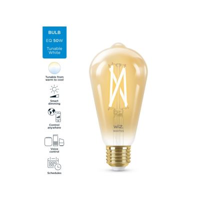 Ampoule LED à intensité variable VINTAGE FILAMENT ST64 E27/7W/230V 2000-5000K CRI 90 Wi-Fi - WiZ