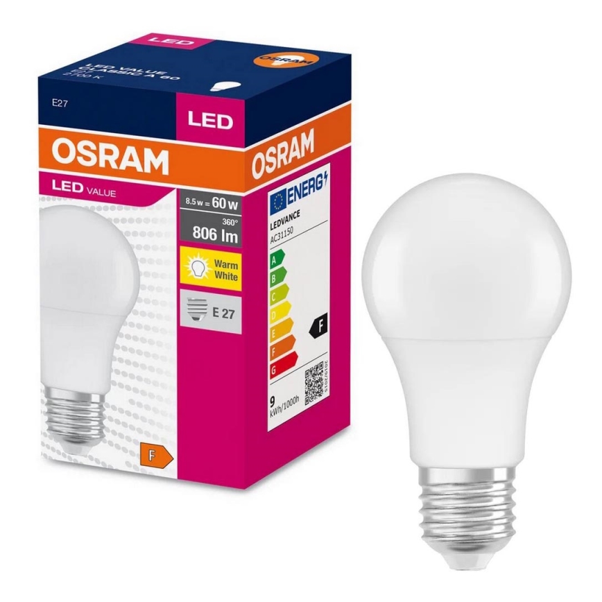 Ampoule LED A60 E27/8,5W/230V 2700K - Osram