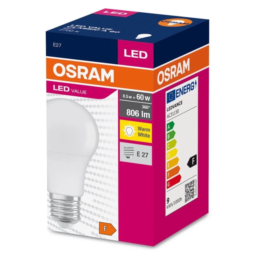 Ampoule LED A60 E27/8,5W/230V 2700K - Osram