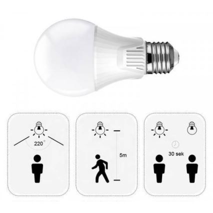 Ampoule LED avec capteur E27/9W/230V 6500K