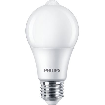 Ampoule LED avec détecteur Philips A60 E27/8W/230V 2700K