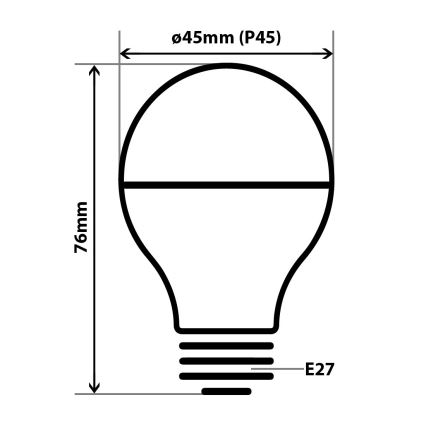 Ampoule LED avec surface miroir sphérique DECOR MIRROR P45 E27/5W/230V 4200K doré