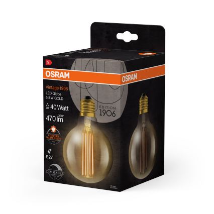 Ampoule LED dimmable à filament vintage E27, 5,8 W, 230 V, 2200 K - Osram