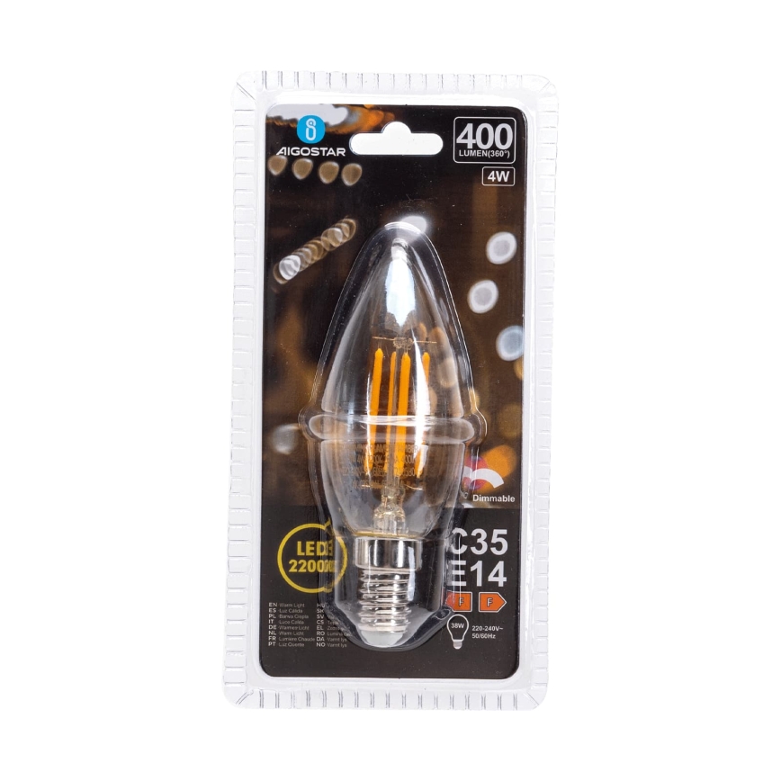 Ampoule LED dimmable FILAMENT C35 E14/4W/230V 2200K - Aigostar