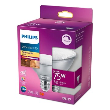 Ampoule LED dimmable Philips E27/9,5W/230V 2700K