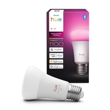 Ampoule LED dimmable Philips Hue WHITE AND COLOR AMBIANCE E27/8,1W/230V 1000-20000K