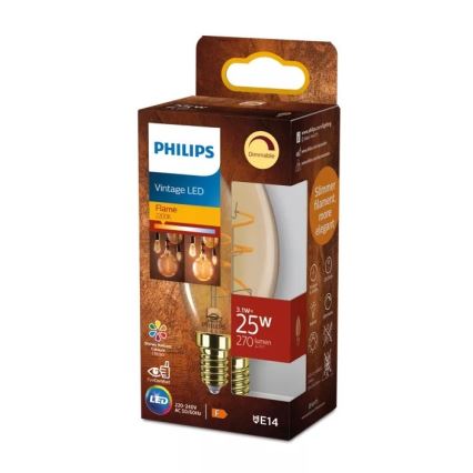 Ampoule LED dimmable VINTAGE Philips B35 E14/3,1W/230V 2200K CRI 90
