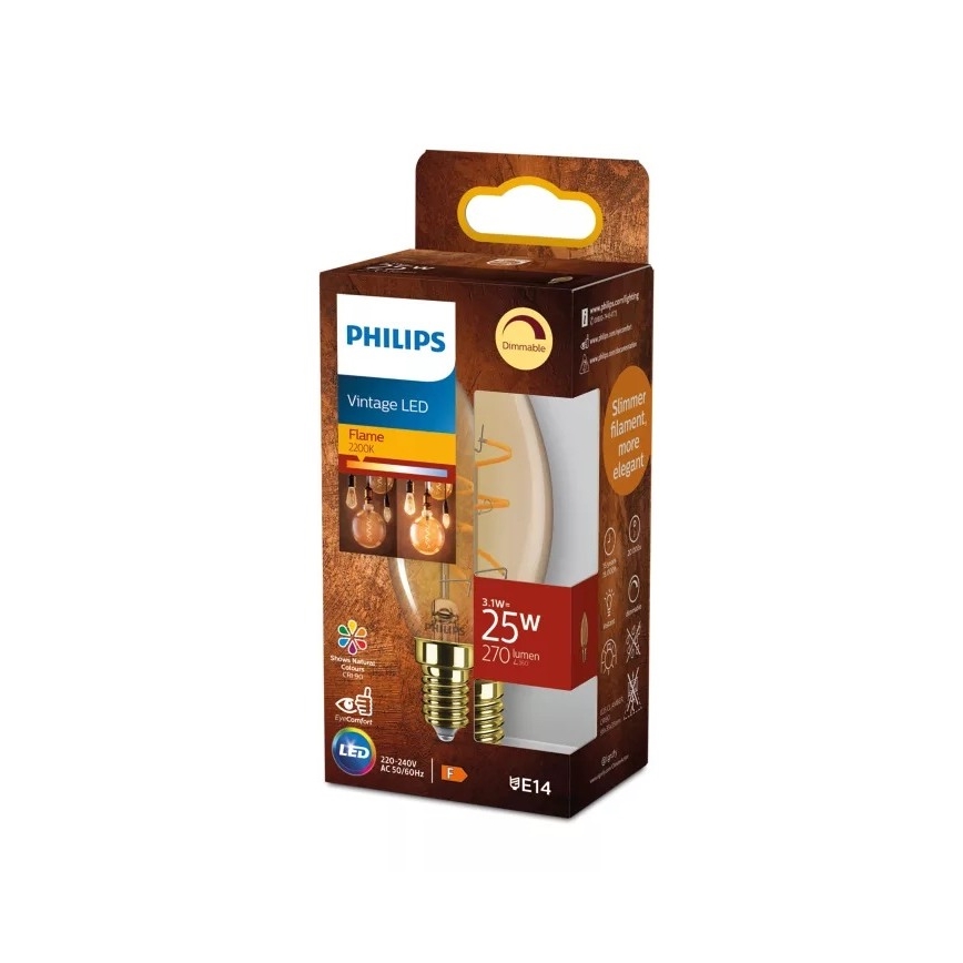 Ampoule LED dimmable VINTAGE Philips B35 E14/3,1W/230V 2200K CRI 90