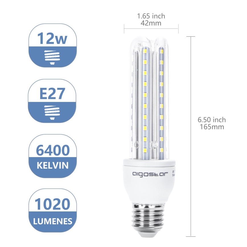 Ampoule LED E27/12W/230V 6500K - Aigostar