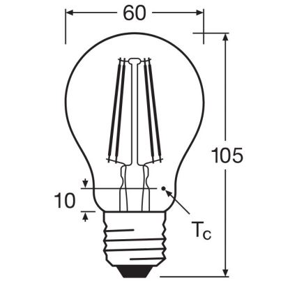 Ampoule LED FILAMENT A60 E27/6,5W/230V 2700K - Osram