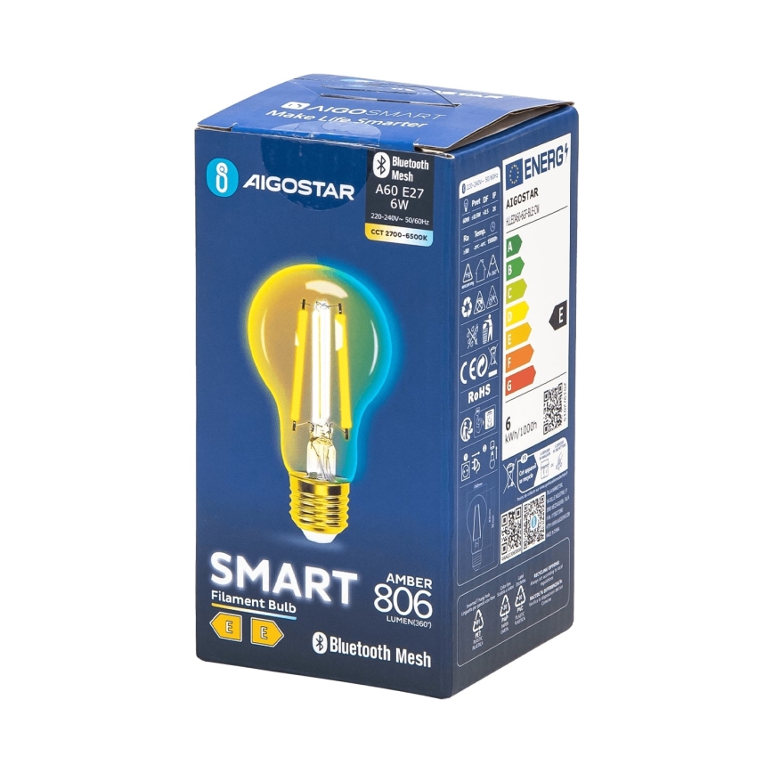 Ampoule à intensité variable LED FILAMENT MESH Smart A60 E27/6W/230V 2700-6500K - Aigostar