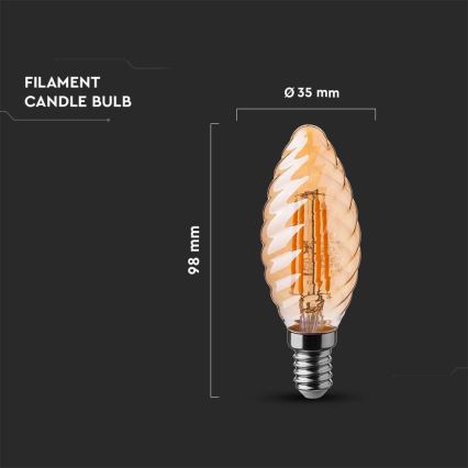 Ampoule LED FILAMENT AMBER E14/4W/230V 2200K