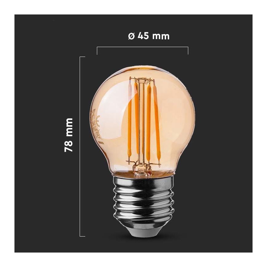 Ampoule LED FILAMENT AMBER G45 E27/4W/230V 2200K