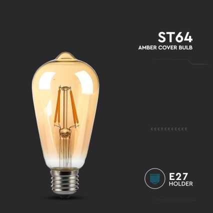 Ampoule LED FILAMENT AMBER ST64 E27/8W/230V 2200K