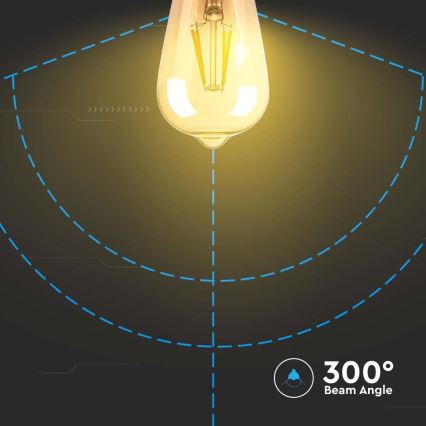 Ampoule LED FILAMENT AMBER ST64 E27/8W/230V 2200K