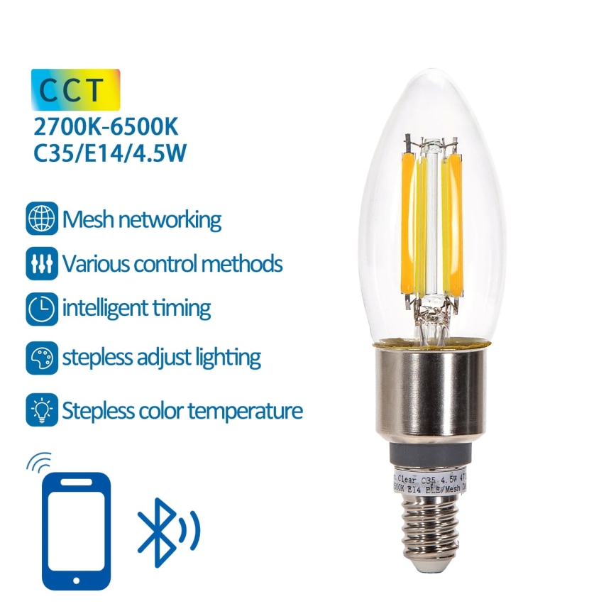 Ampoule à intensité variable LED FILAMENT MESH Smart C35 E14/4,5W/230V 2700-6500K - Aigostar