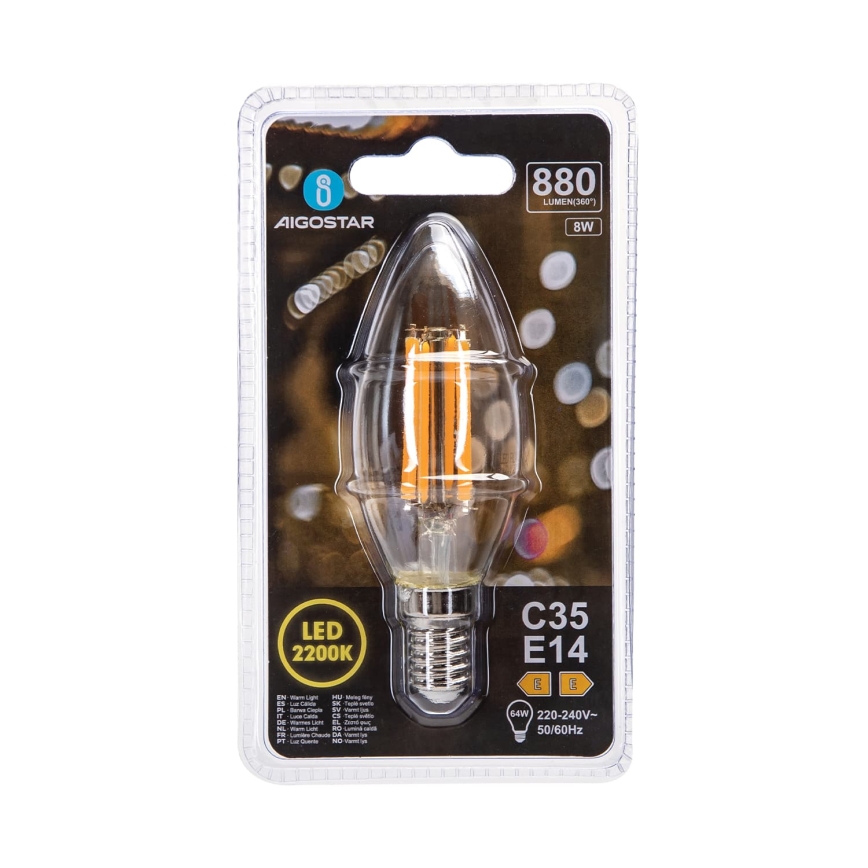 Ampoule LED FILAMENT C35 E14/8W/230V 2200K - Aigostar
