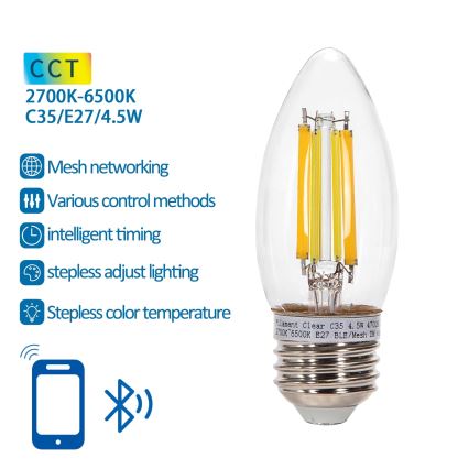 Ampoule à intensité variable LED FILAMENT MESH Smart C35 E27/4,5W/230V 2700-6500K - Aigostar