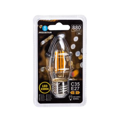 Ampoule LED FILAMENT C35 E27/8W/230V 2200K - Aigostar