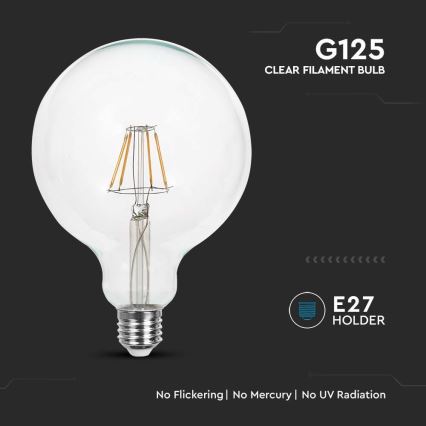 Ampoule LED FILAMENT G125 E27/6W/230V 3000K