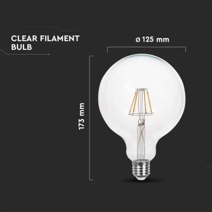 Ampoule LED FILAMENT G125 E27/6W/230V 3000K