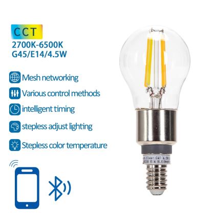 Ampoule à intensité variable LED FILAMENT MESH Smart G45 E14/4,5W/230V 2700-6500K - Aigostar