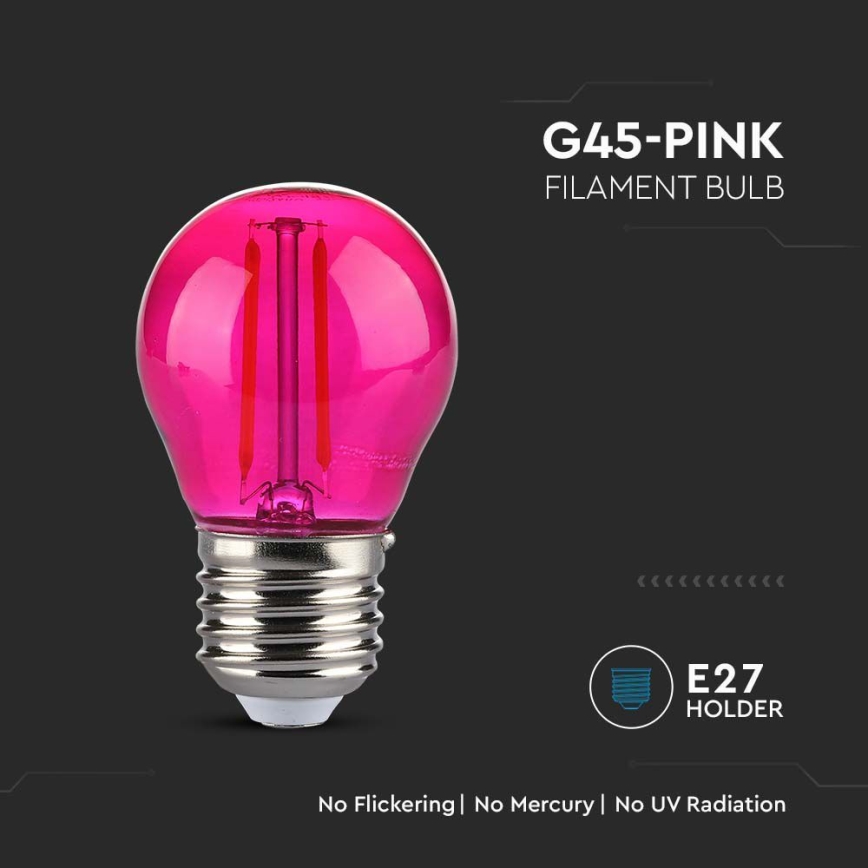 Ampoule LED FILAMENT G45 E27/2W/230V rose