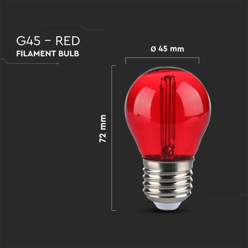 Ampoule LED FILAMENT G45 E27/2W/230V rouge