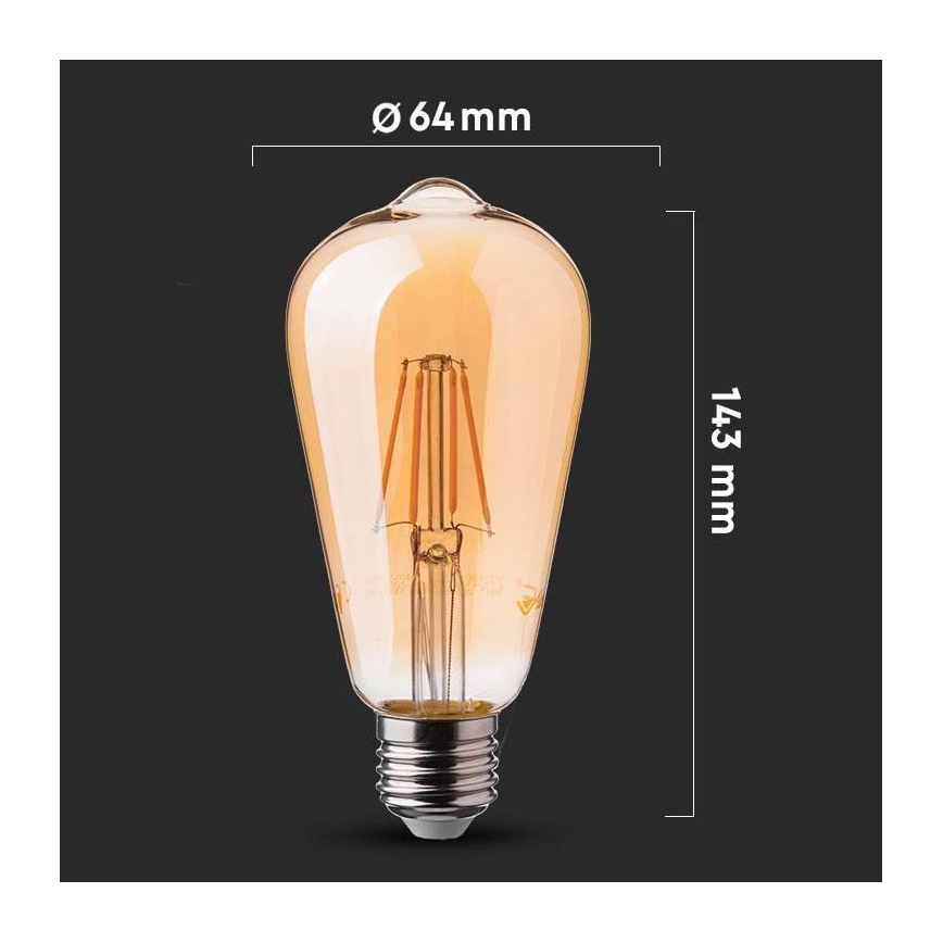 Ampoule LED FILAMENT ST64 E27/6W/230V 2200K