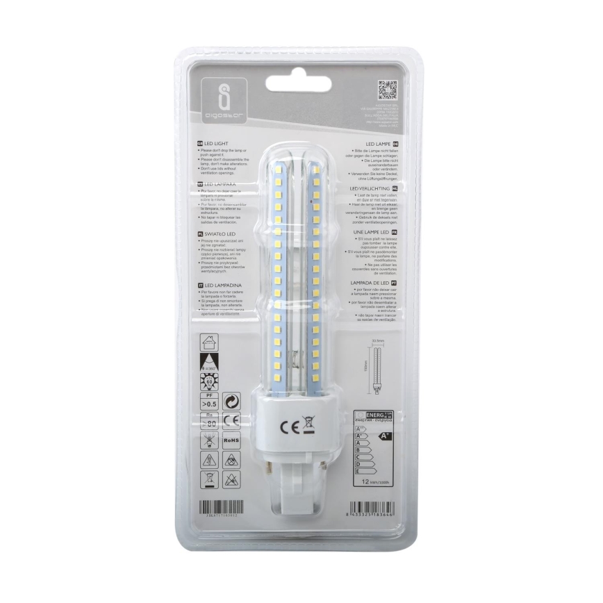 Ampoule LED G24D-3/12W/230V 6500K - Aigostar