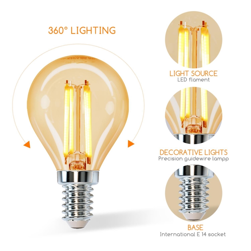 ampoule LED G45 E14/4W/230V 2200K - Aigostar