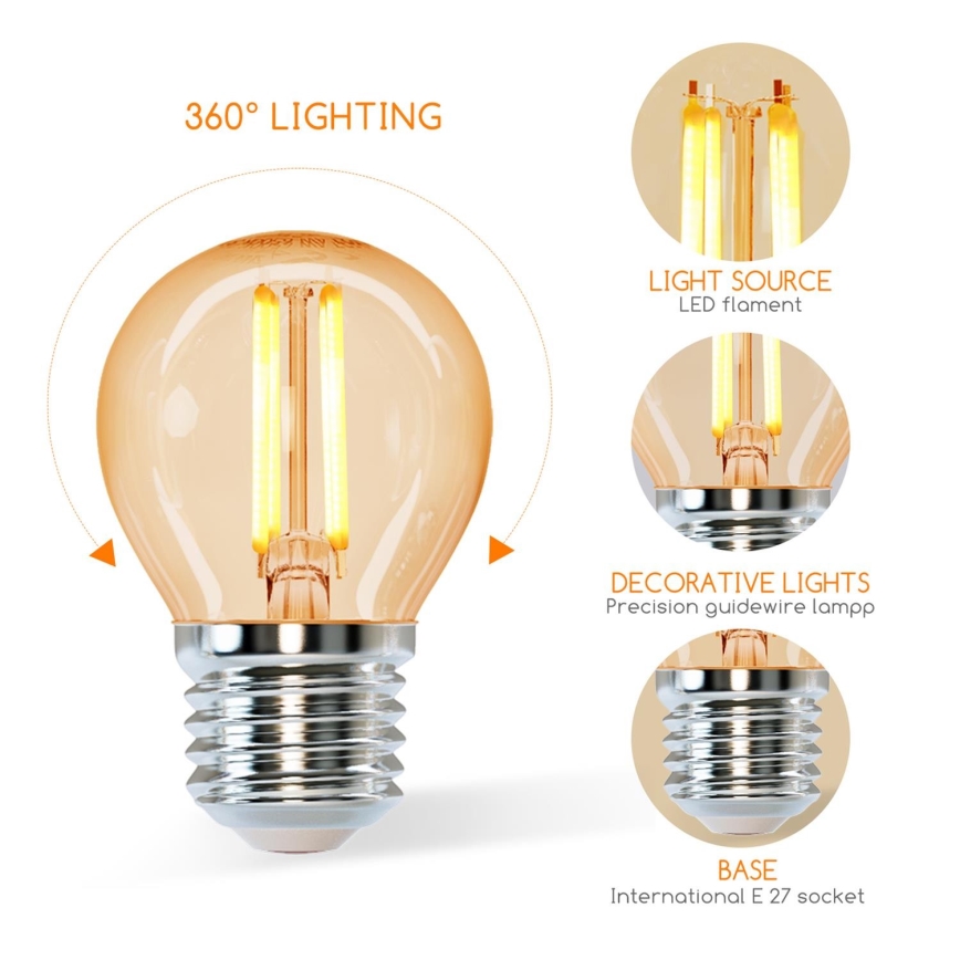 ampoule LED G45 E27/4W/230V 2200K - Aigostar